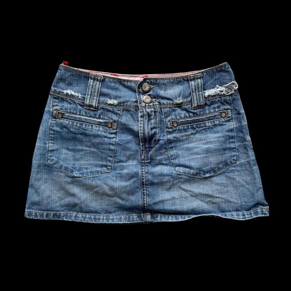 Vintage Distressed Blue Mini Skirt